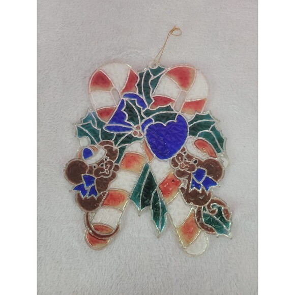 Vintage Crystalline Window Decor Stained Glass Look Plastic Christmas Decoration - Picture 2 of 11